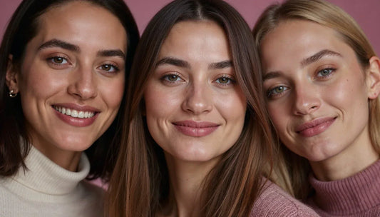 Tres mujeres sonriendo de frente